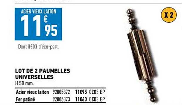 lot de 2 paumelles universelles