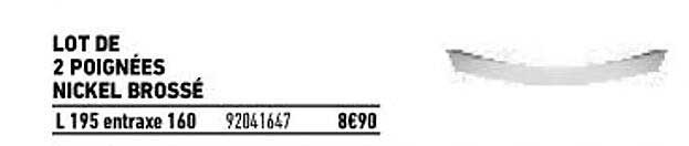 lot de 2 poignées nickel brossé