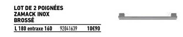 Lot De 2 Poignées Zamack Inox Brossé