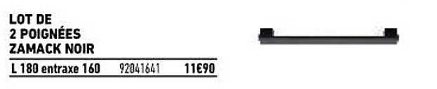 Lot De 2 Poignées Zamack Noir