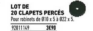 lot de 20 clapets percés