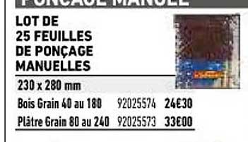 lot de 25 feuilles de ponçage manuelles