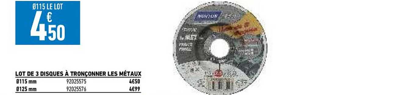 lot de 3 disques à tronçonner les métaux