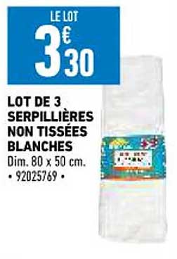 lot de 3 serpillières non tissées blanches