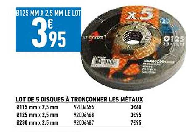 lot de 5 disques à tronçonner les métaux