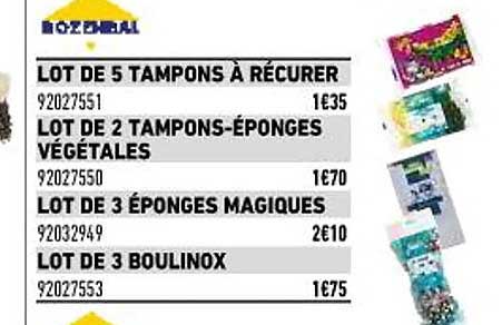 lot de 5 tampons à récurer, lot de 2 tampons-éponges  végétales, lot de 3 éponges magiques, lot de 3 boulinox