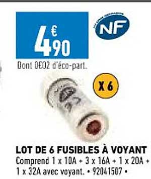 lot de 6 fusibles à voyant
