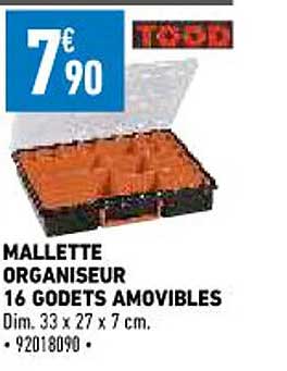 mallette organiseur 16 godets amovibles tood