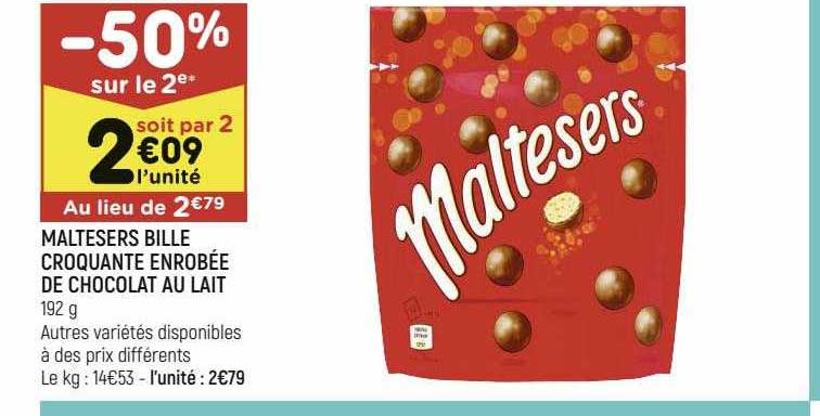 maltesers bille croquante enrobée de chocolat au lait