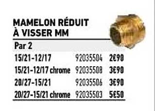 mamelon réduit à visser mm