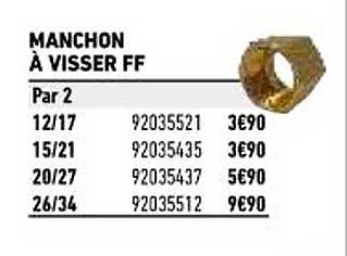 Manchon à Visser Ff