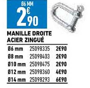 manille droite acier zingué
