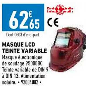 masque lcd teinte variable
