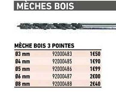 mèche bois 3 pointes