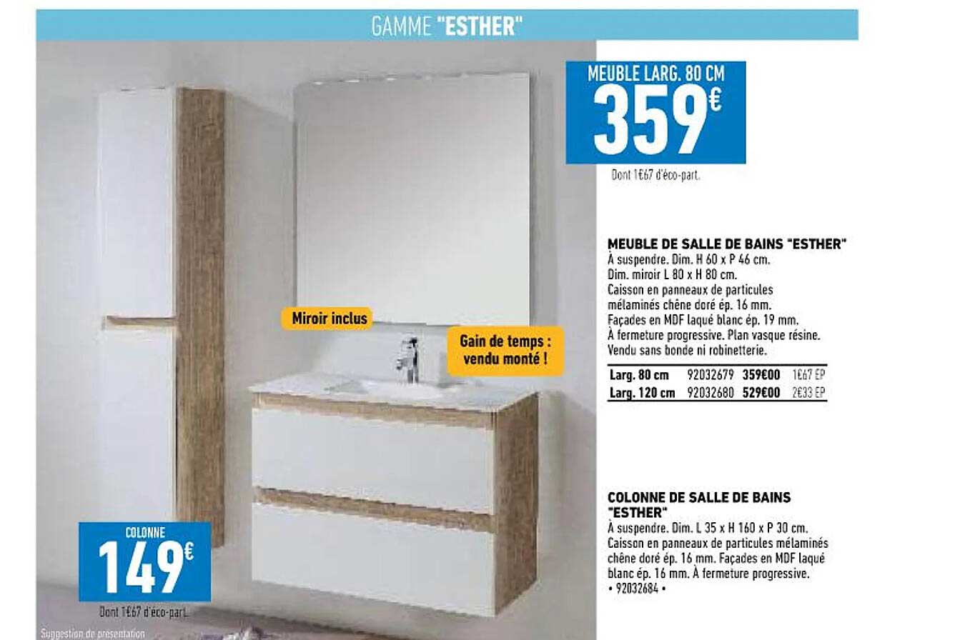 Meuble De Salle De Bains "esther", Colonne De Salle De Bains "esther"