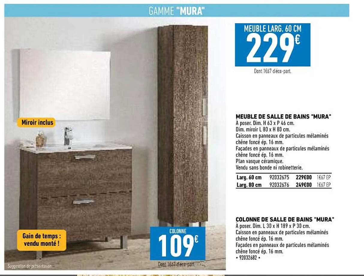 meuble de salle de bains "mura", colonne de salle de bains "mura"