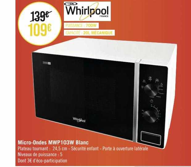 micro-ondes mwp103w blanc whirlpool