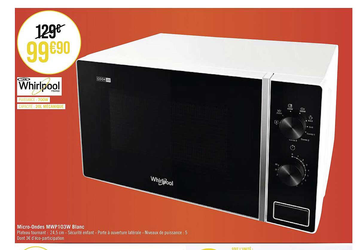 micro-ondes mwp103w blanc whirlpool