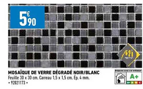mosaïque de verre dégradé noir-blanc
