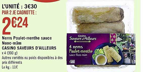 nems poulet-menthe sauce nuoc-mâm casino saveurs d'ailleurs