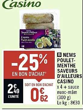 nems poulet-menthe saveurs d'ailleurs casino