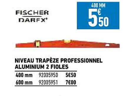niveau trapèze professionnel aluminium 2 fioles fischer darex