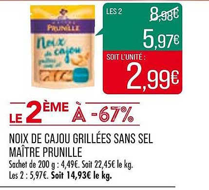 noix de cajou grillées sans sel maître prunille
