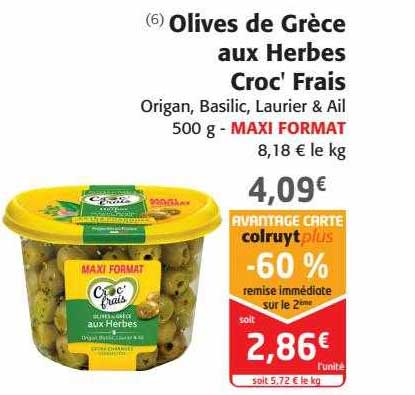 olives de grèce aux herbes croc' frais maxi format