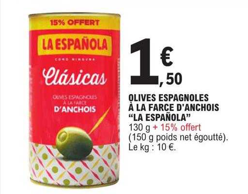 olives espagnoles à la farce d'anchois "la española"