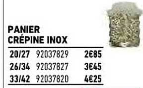 panier crépine inox