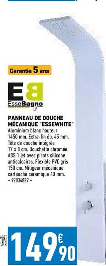 panneau de douche mécanique "essewhite" essebagno