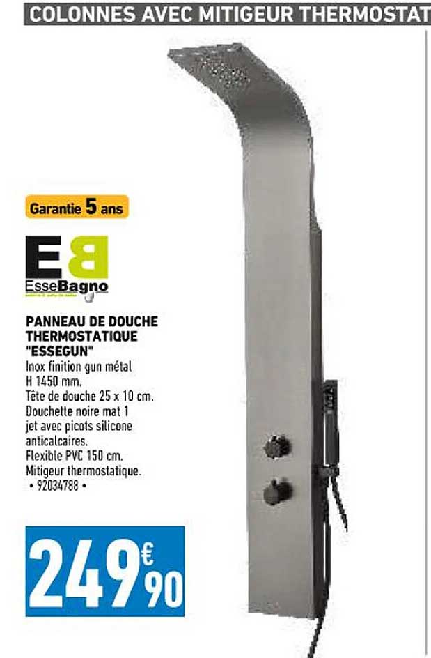 panneau de douche thermostatique "essegun" essebagno
