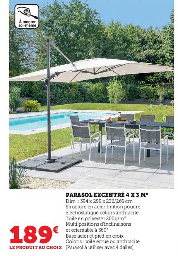 parasol excentré 4x3 m