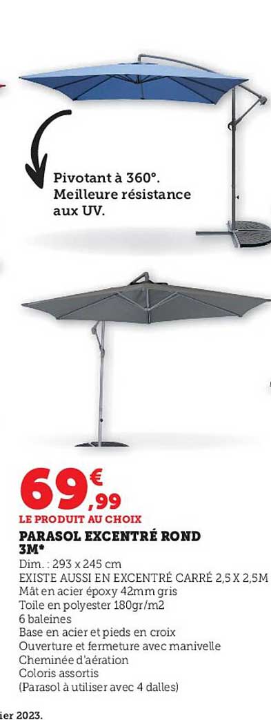 parasol excentré rond 3m