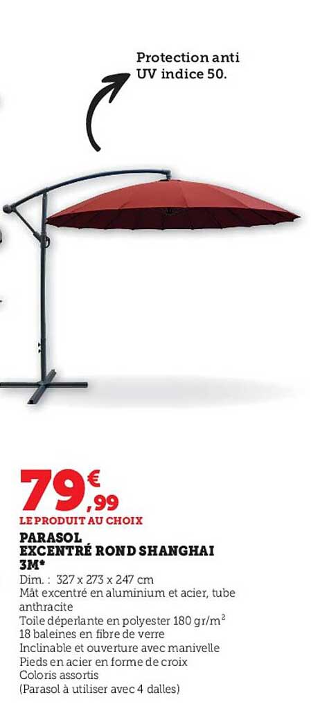 parasol excentré rond shanghai 3m