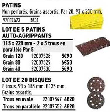 patins, lot de 5 patins auto-agrippants, lot de 20 disques