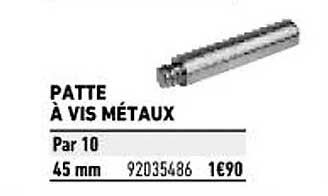 patte à vis métaux