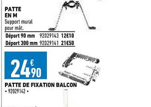 patte en m, patte de fixation balcon