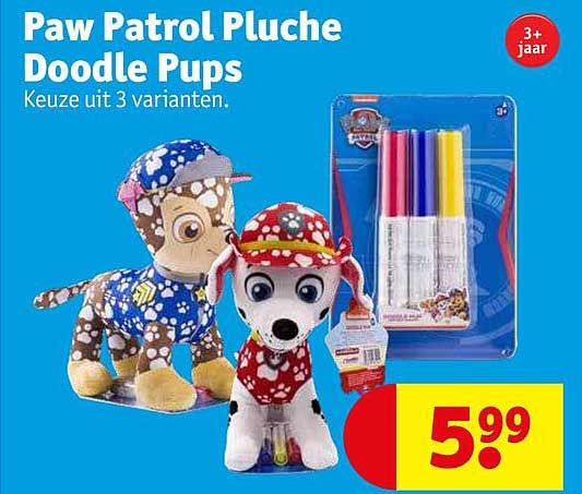paw patrol pluche doodle pups