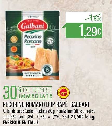 pecorino romano dop râpé galbani