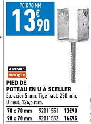 pied de poteau en u à sceller