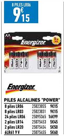Piles Alcalines "power" Energizer