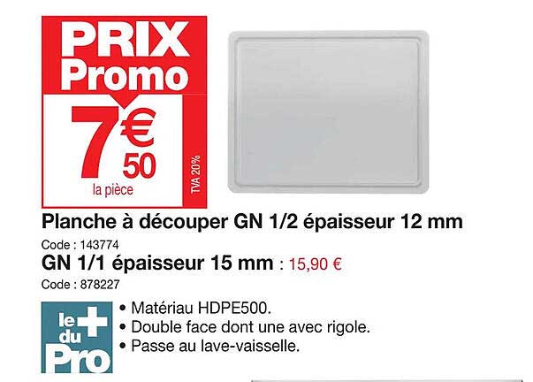 planche à découper gn 1 2 épaisseur 12mm