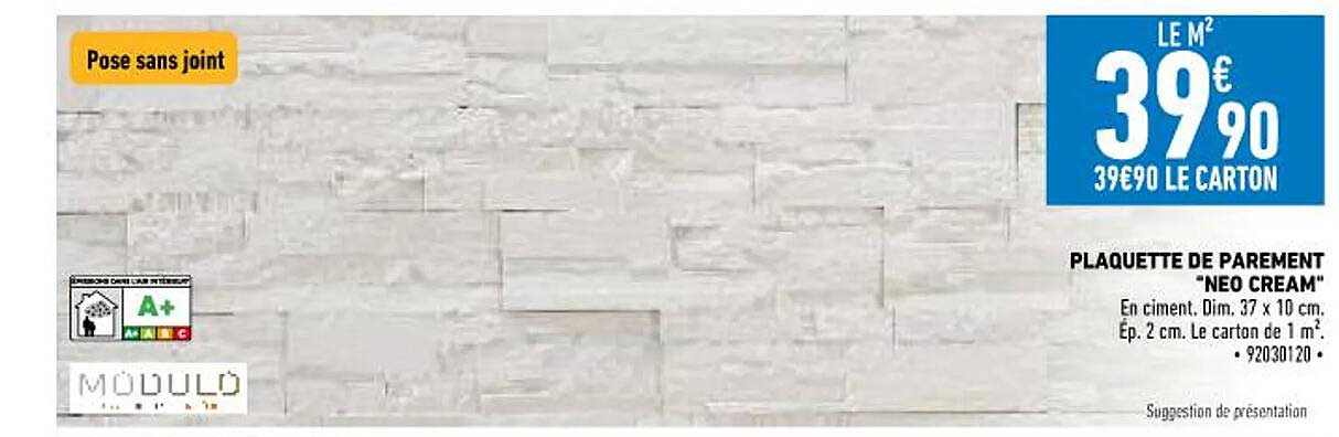 plaquette de parement "néo cream" modulo