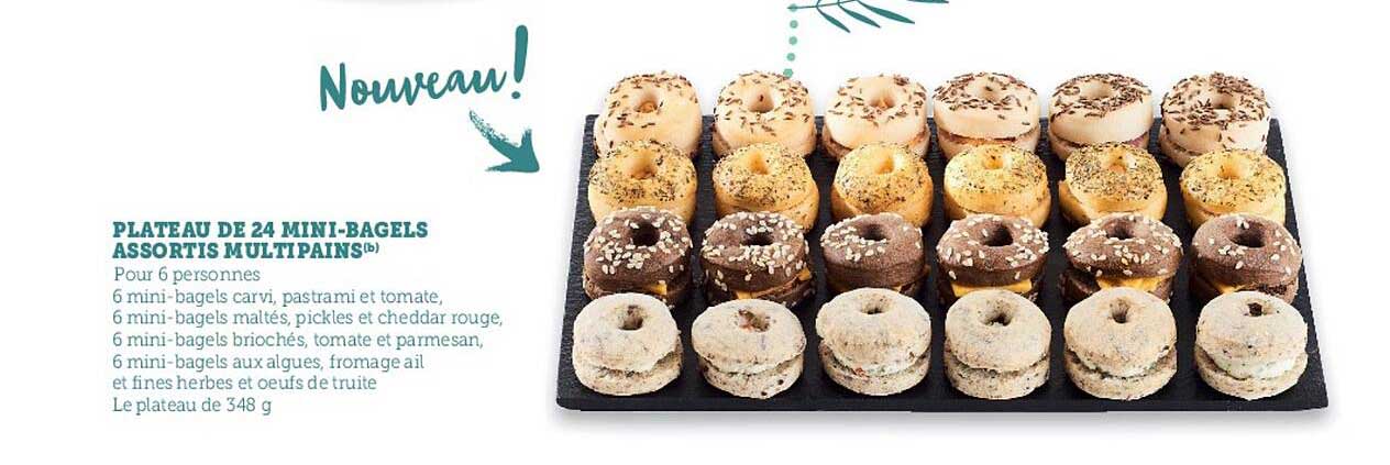 Plateau De 24 Mini-bagels Assortis Multipains