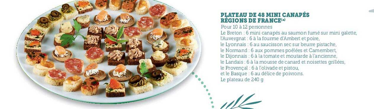 Plateau De 48 Mini Canapés Régions De France