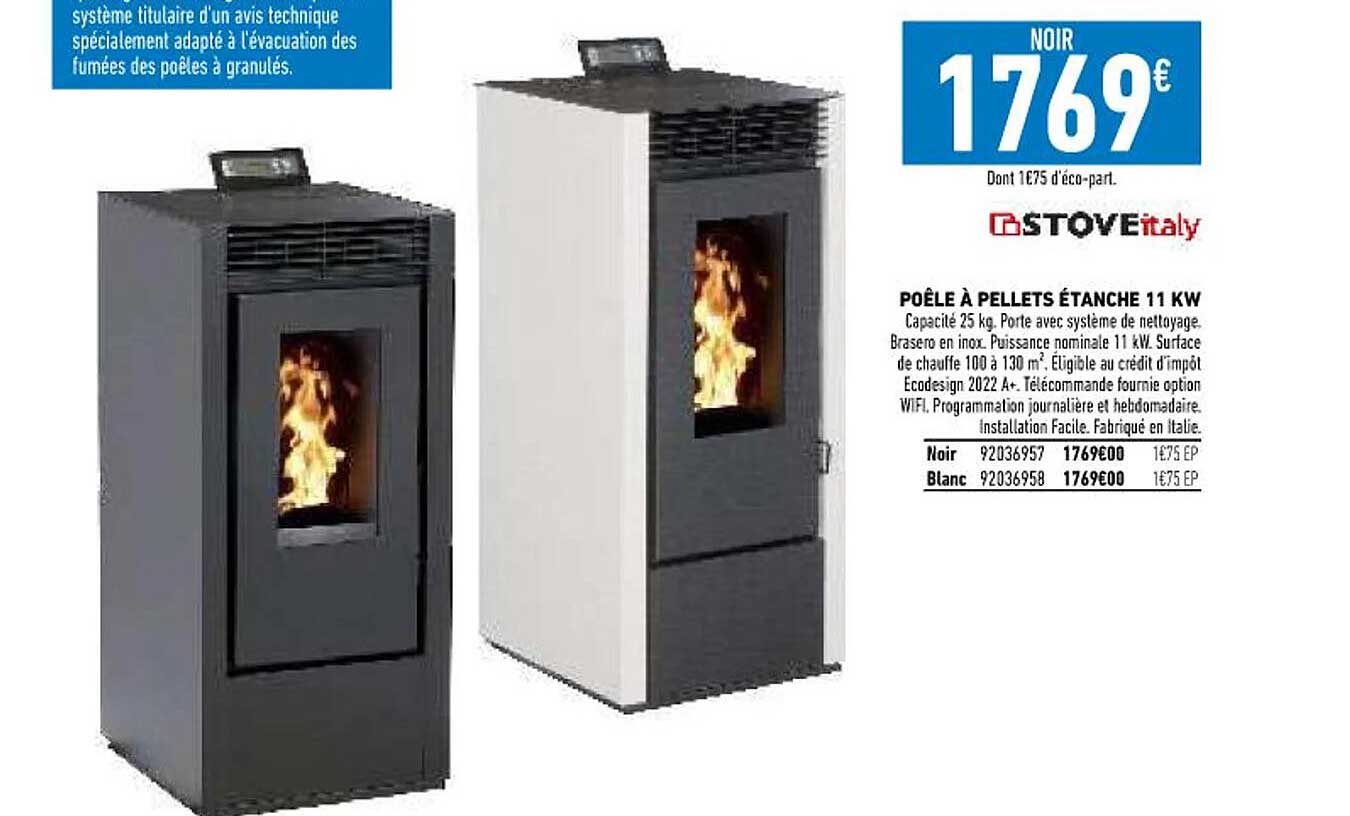 poêle à pellets étanche 11 kw stove italy