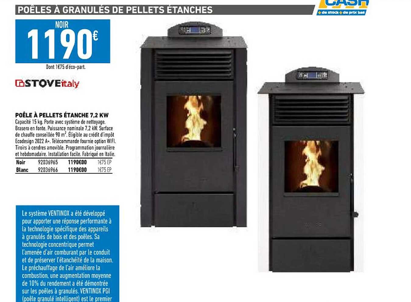 poêle à pellets étanche 7,2 kw stove italy