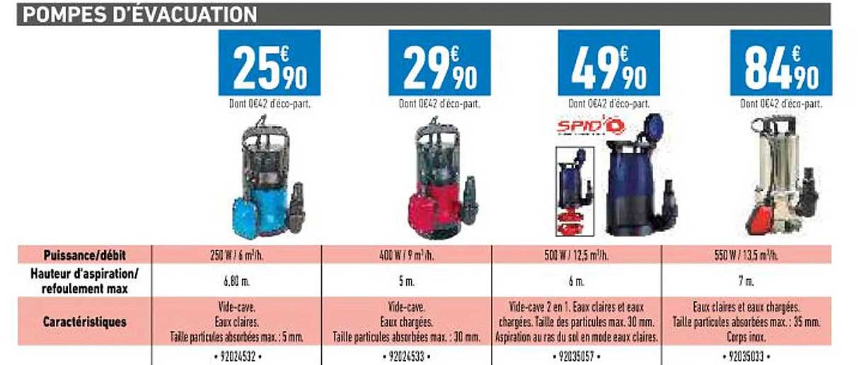 pompes d'évacuation