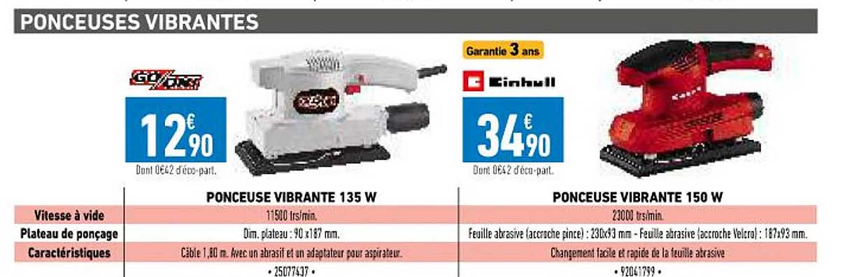 ponceuse vibrante 135w go-on!, ponceuse vibrante 150w einhell